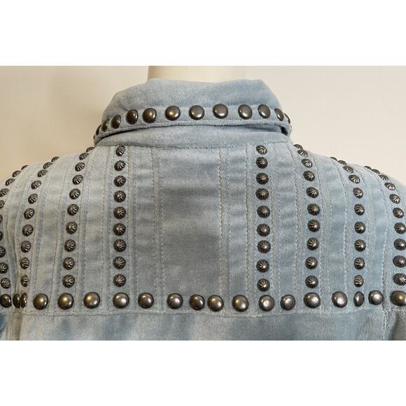 Double D Ranch Balcones Blue Velvet Inez Jacket NWT 2X Conchos Studs Pockets - Picture 7 of 16